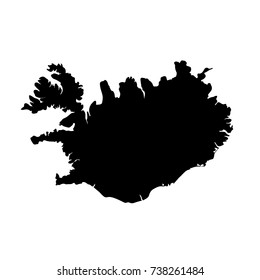 Vector map Iceland. Isolated vector Illustration. Black on White background. EPS 10 Illustration.