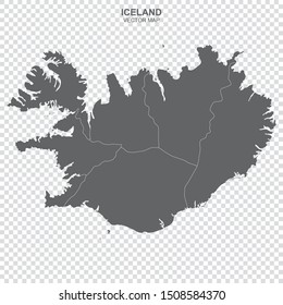 vector map of Iceland on transparent background