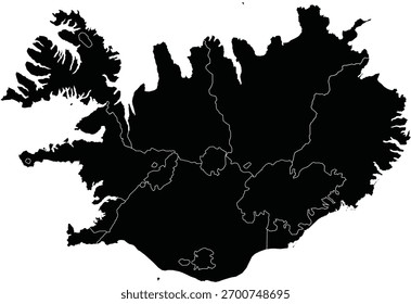 Vector Map of Iceland With Regions