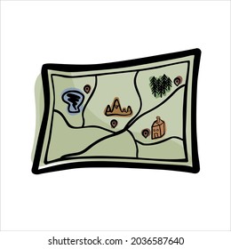 Vector map icon in the doodle style, on the theme of travel. World Tourism Day