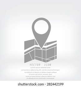 Vector map icon with Pin