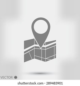 Vector map icon with Pin