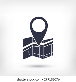 Vector map icon with Pin