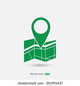 Vector map icon with Pin