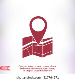 Vector map icon with Pin