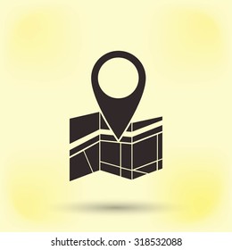 Vector map icon with Pin