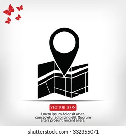 Vector map icon with Pin