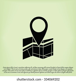 Vector map icon with Pin