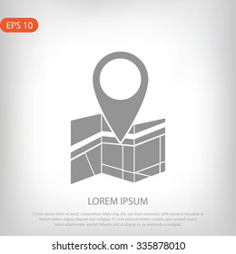 Vector map icon with Pin