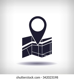 Vector map icon with Pin