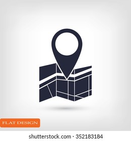 Vector map icon with Pin