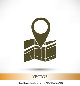 Vector map icon with Pin