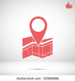 Vector map icon with Pin
