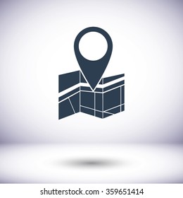 Vector map icon with Pin