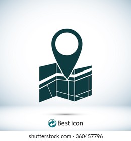 Vector map icon with Pin