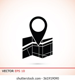 Vector map icon with Pin