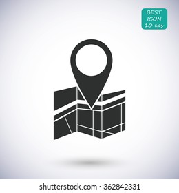 Vector map icon with Pin