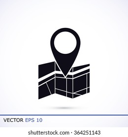 Vector map icon with Pin