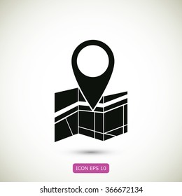 Vector map icon with Pin
