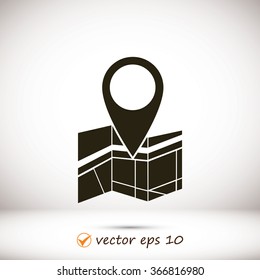 Vector map icon with Pin