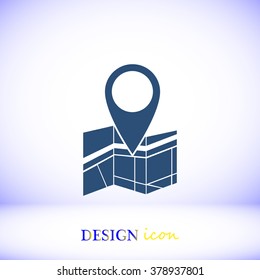 Vector map icon with Pin