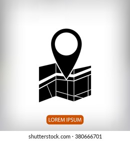 Vector map icon with Pin