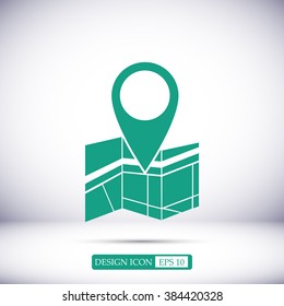 Vector map icon with Pin