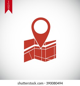 Vector map icon with Pin