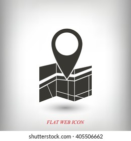Vector map icon with Pin