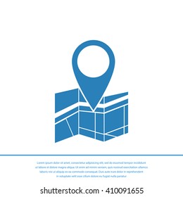 Vector map icon with Pin