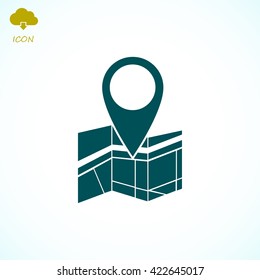 Vector map icon with Pin