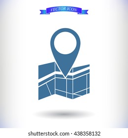 Vector map icon with Pin