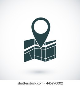 Vector map icon with Pin