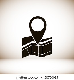 Vector map icon with Pin