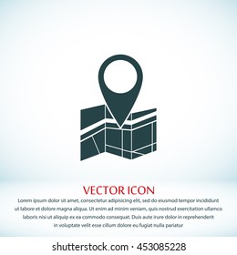 Vector map icon with Pin