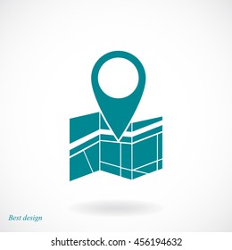 Vector map icon with Pin