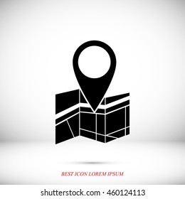 Vector map icon with Pin