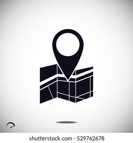 Vector map icon with Pin, vector best flat icon, EPS
