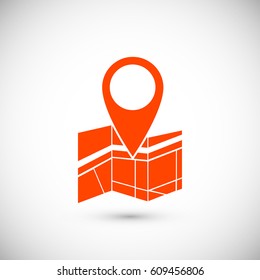 Vector map icon with Pin, vector best flat icon, EPS