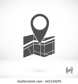 Vector map icon with Pin, vector best flat icon, EPS