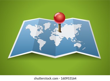 Vector map icon with Pin Pointer