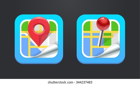 Vector map icon with Pin Pointer