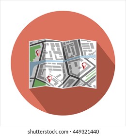 Vector map icon with Pin Pointer