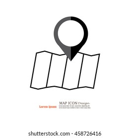 Vector map icon with Pin Pointer.vector illustration.