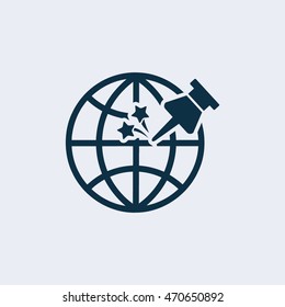 Vector map icon with Pin Pointer,Vector illustration 