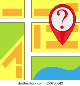 Vector map icon with red pointer marker 