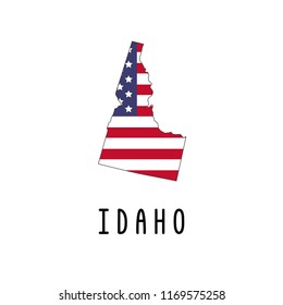 Vector map of Idaho painted in the colors American flag. Silhouette or borders of USA state. Isolated vector illustration