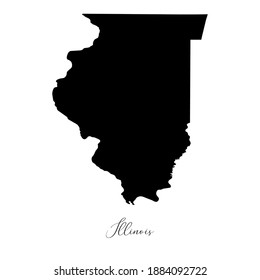 Vector map of  Illinois with handwritten name of the state. State name can be removed or edited. Black drawing on white background. Appropriate for digital editing and prints of all sizes.