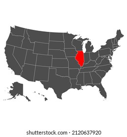 Vector map of Illinois. High detailed illustration. Country of the United States of America. Flat style. Vector illustration
