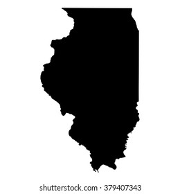 Vector map Illinois. Isolated vector Illustration. Black on White background. EPS Illustration.